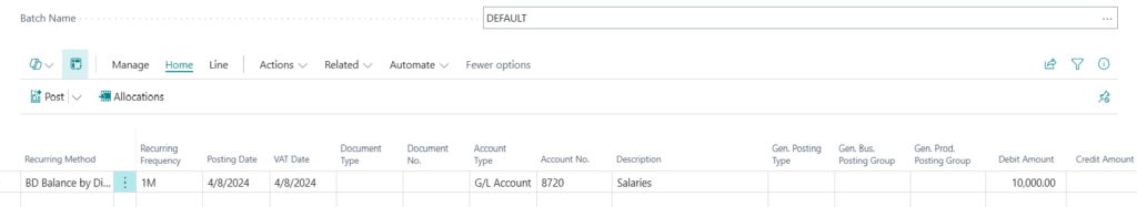 Business Central Chart of accounts